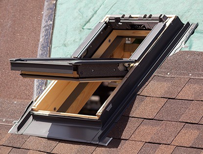 Open Skylight on a Roof Under Construction