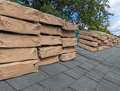 Asphalt Shingle Stacked on a Roof